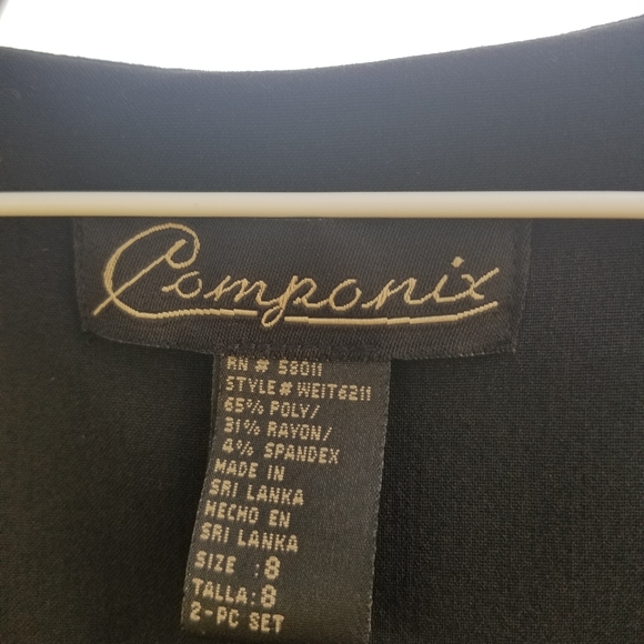 Women's business dress with jacket. Componix. Size 8 Black with white trim - Picture 4 of 7